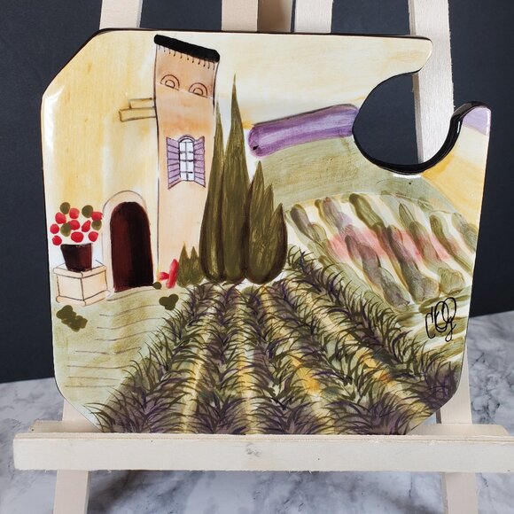 Set of 2 Carrie Olsen Garrard "Villa Provence" Ceramic Wine Plates - Handcrafted - Picture 1 of 8